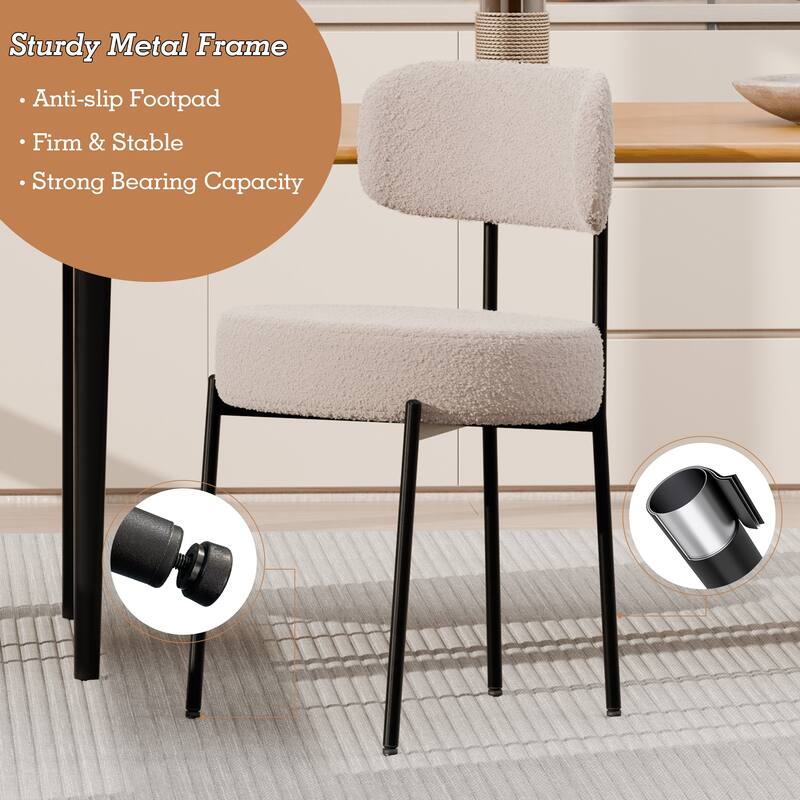 XINMICS Dining Chairs Set of 2/4/6, Mid Century Modern Upholstered Boucle Kitchen Dining Room Chairs