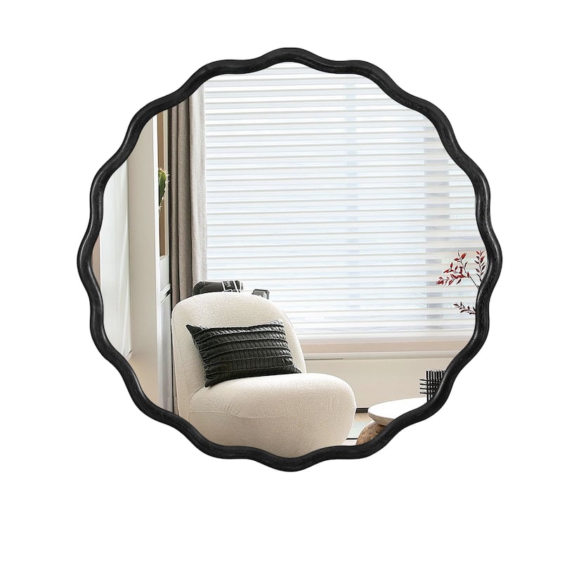 Modern Wavy Design 36" * 36" Decor Solid Wood Mirror