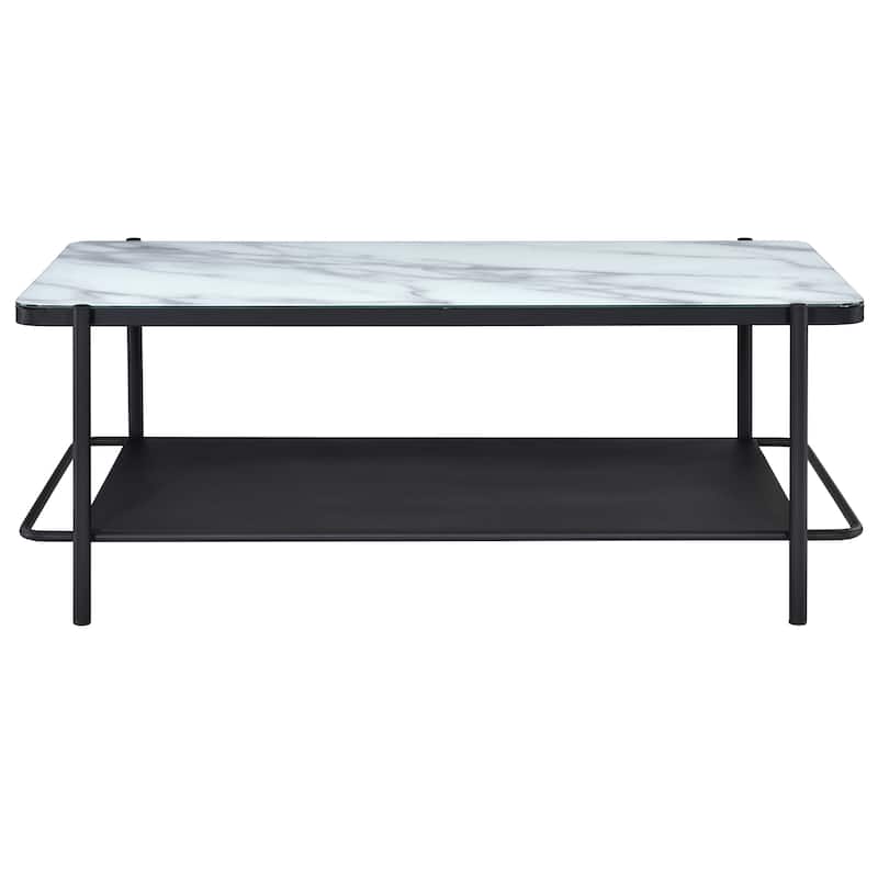 Puetz Contemporary White Glass Top 3-Piece Coffee Table Set by Furniture of America