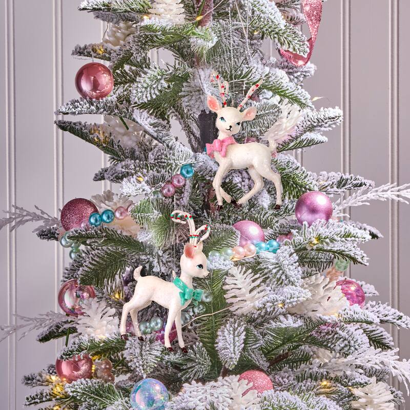 5" Resin Candy Deer Ornament Set of 2