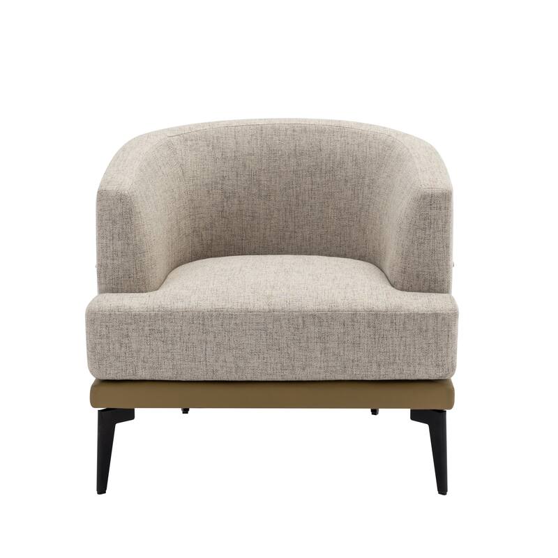 Modern 28.9" Two-tone Barrel Fabric Chair with Broad and Thick Cushion and Sturdy Metal Legs for Living Room