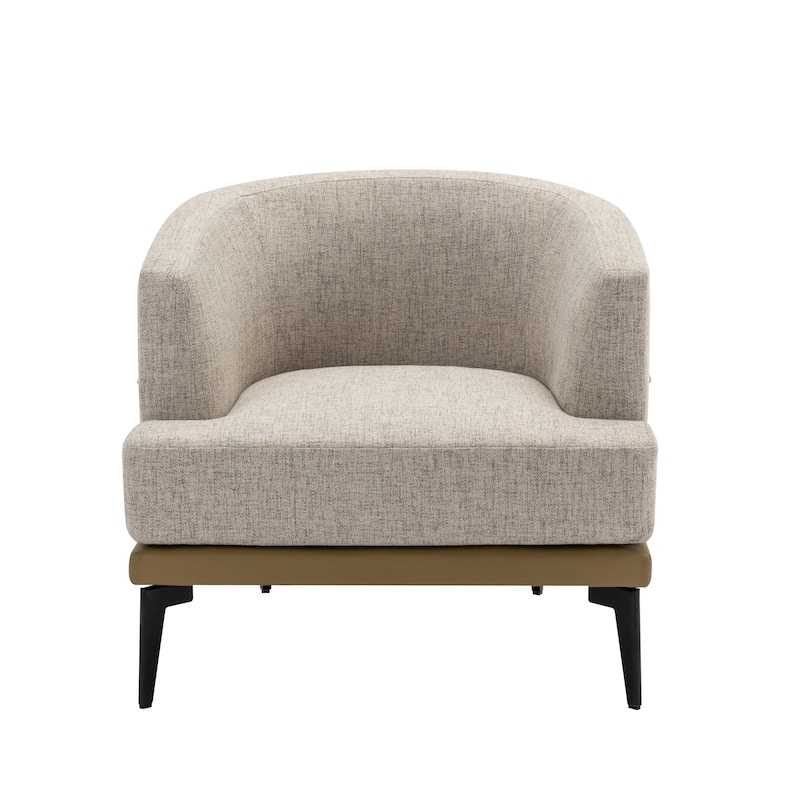 Mustard Modern 28.9" Two-tone Barrel Fabric Chair with Broad and Thick Cushion and Sturdy Metal Legs for Living Room