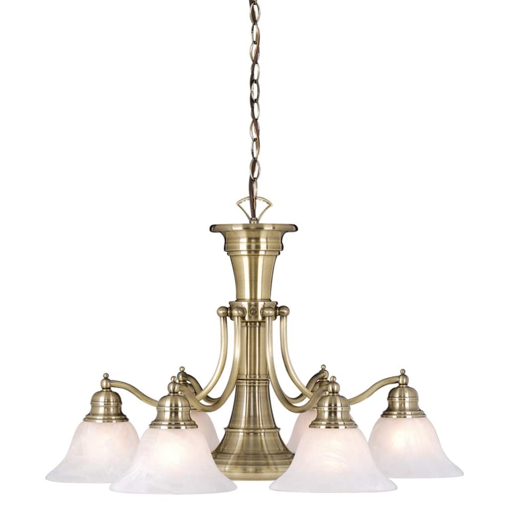 Brass Chandelier 6L Southwestern Style Light Fixture with Switch - 18