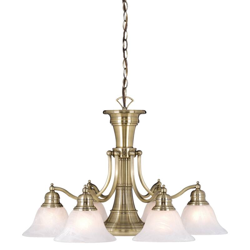 Brass Chandelier 6L Southwestern Style Light Fixture with Switch - 18