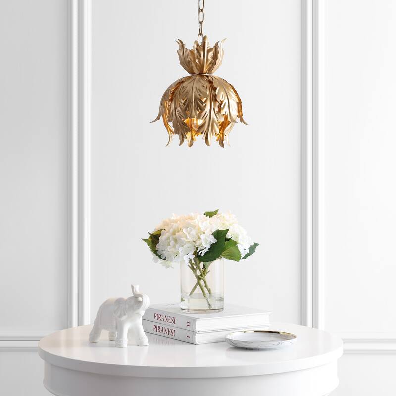 Chase 12" Adjustable Metal LED Pendant, Gold by JONATHAN Y