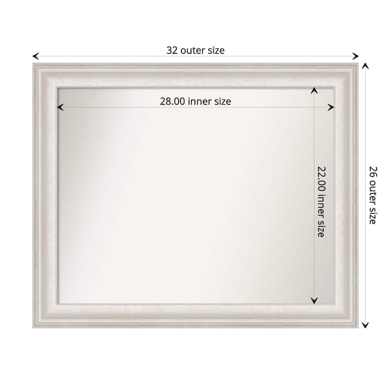 Non-Beveled Bathroom Wall Mirror - Trio White Wash Silver Frame