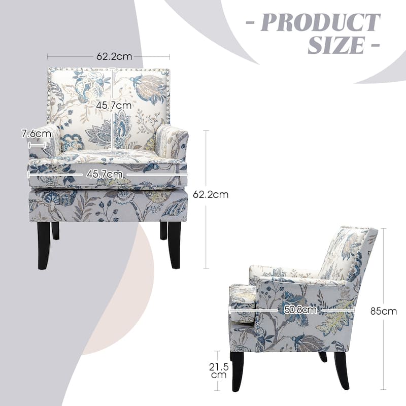 Akorda Classic Armchairs with Nailhead Trim and Solid Wood Legs Set of 2 by HULALA HOME