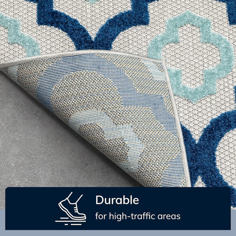 Well Woven Dorado Illuminate Indoor Outdoor Trellis High-Low Area Rug