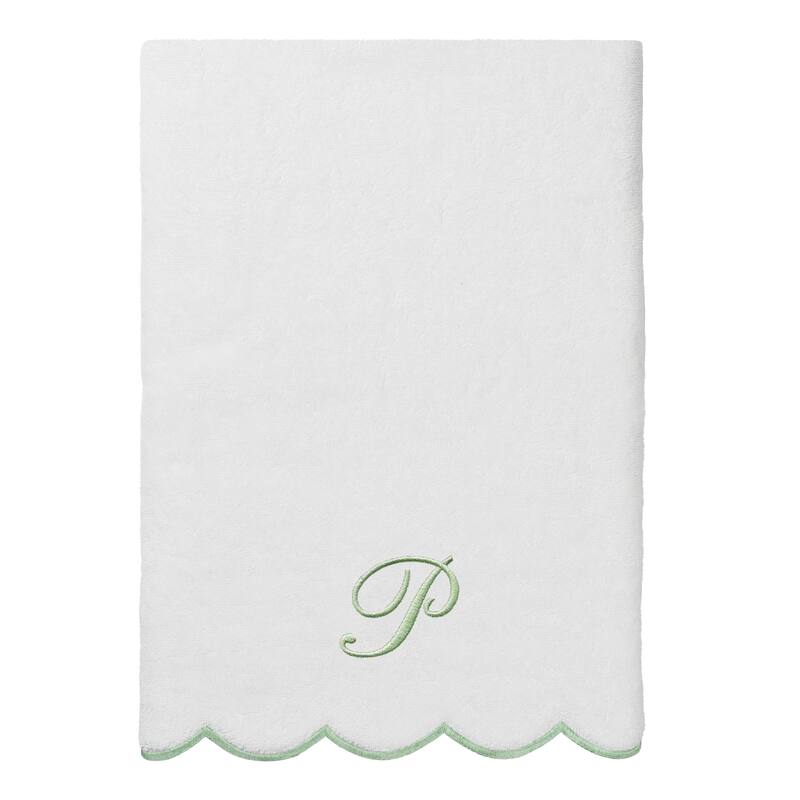 Authentic Hotel and Spa 100% Turkish Cotton Green ADORNIA Scallop Personalized 3 Piece Towel Set - 3 Piece Set