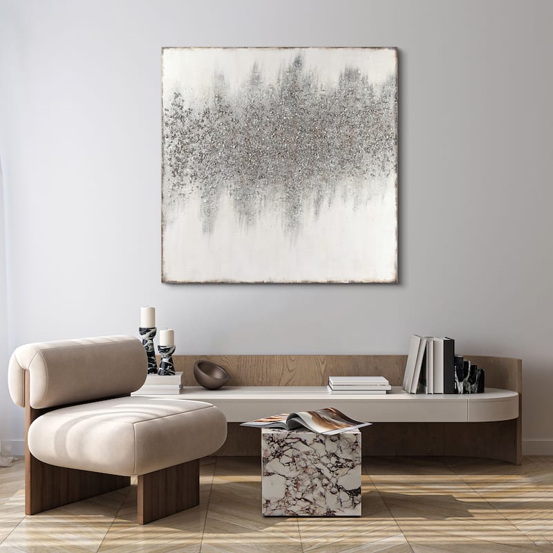 Silver Dust Abstract Textured Metallic Hand Painted Wall Art