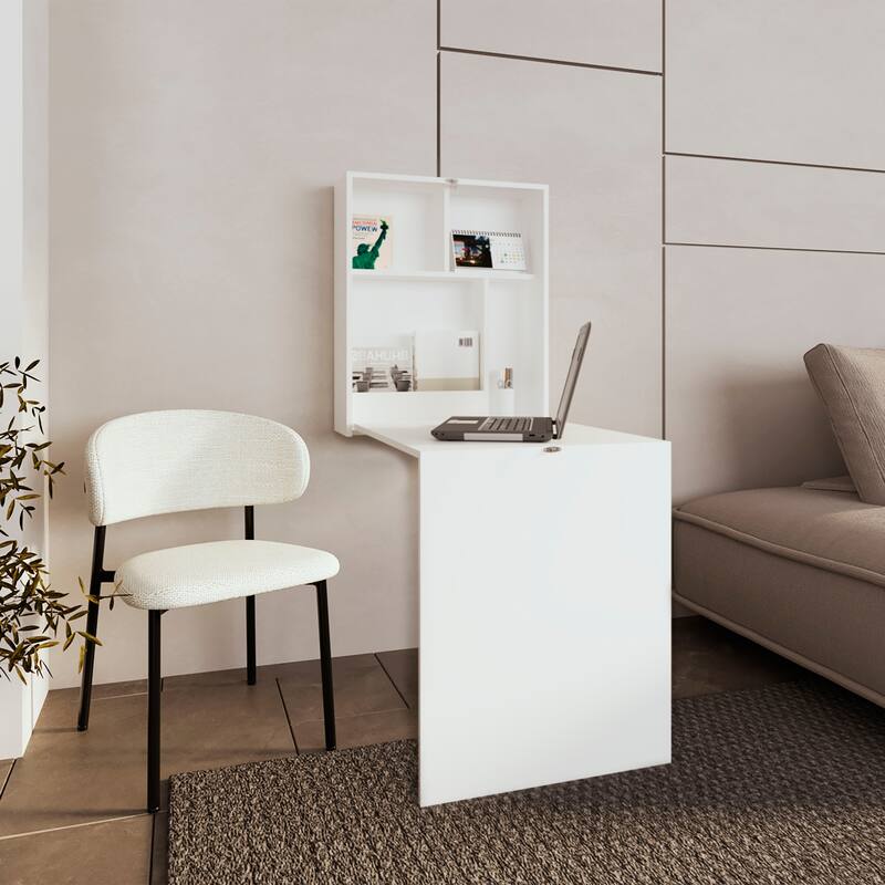 White Folding Table with 4 Shelves
