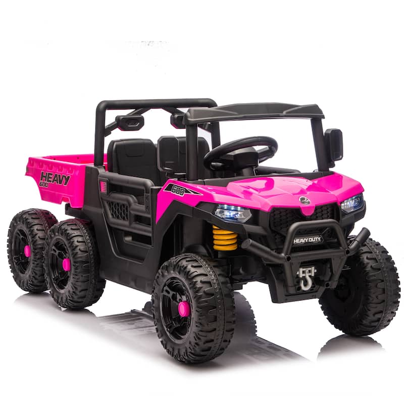 Children's Electric Dump Truck with Parent Remote, Pink Ride-On Car 24V Kids Ride on Dump Truck with Remote