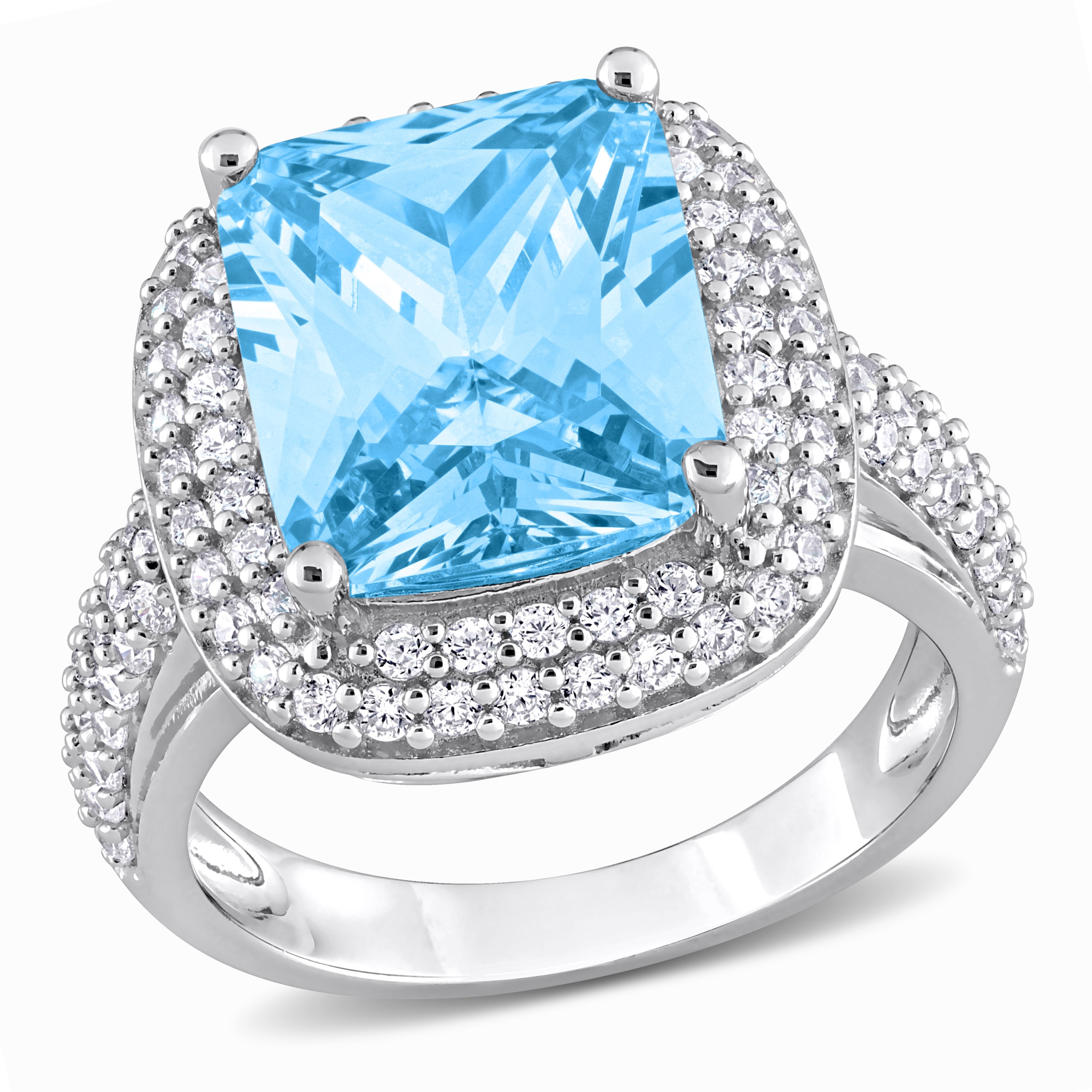 Miadora 13 5/8ct TGW Light Blue Pastel & White Cubic Zirconia Ring in Sterling Silver