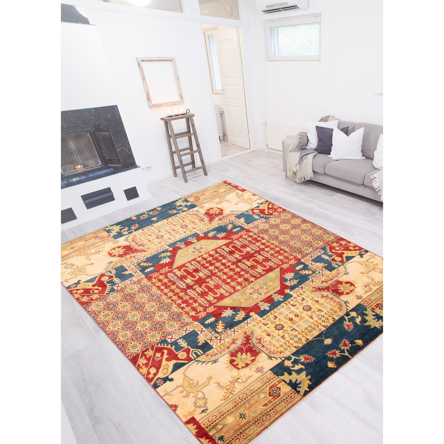 Bedroom Finest Ghazni Geometric Red Rug 9'8 x 13'8 Hand-Knotted Wool Rug eCarpet Gallery Large Area Rug for Living Room 363419