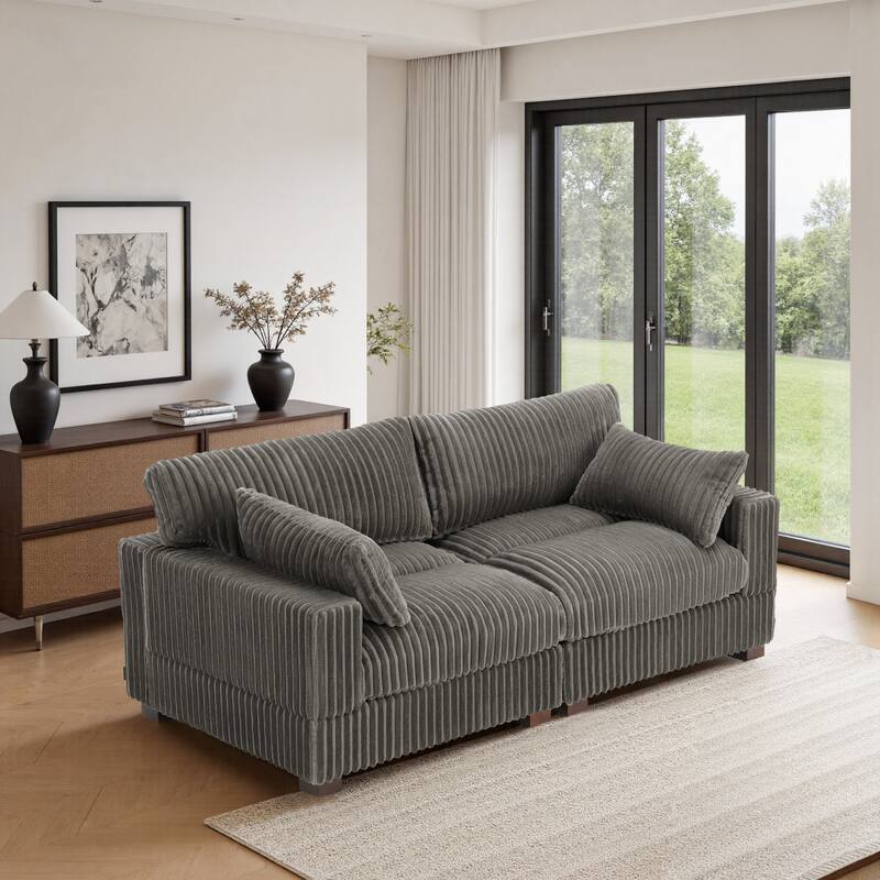 80"W Plush Modular Sectional Sofa with Pillows for Living Room