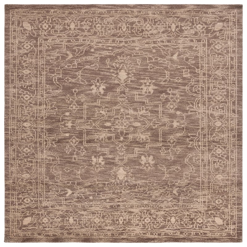SAFAVIEH Hand-knotted Kenya Bobette Southwestern Tribal Wool Rug - 7' Square - Brown/Beige