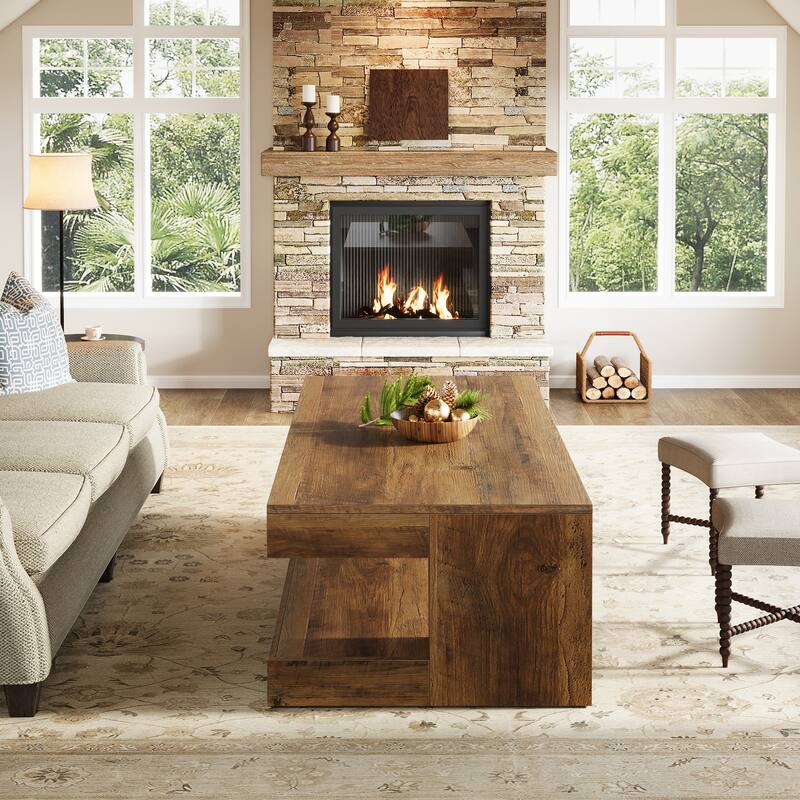 47.3" Farmhouse Rectangular Coffee Table for Living Room