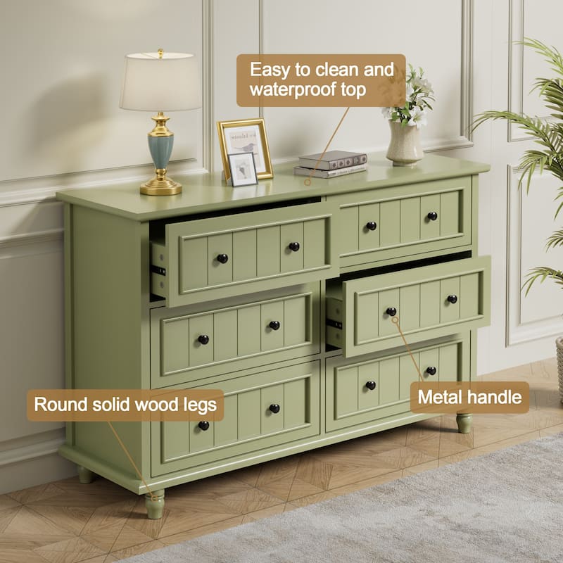 Vintage 6-Drawer Dresser Mid-Century Storage Chest