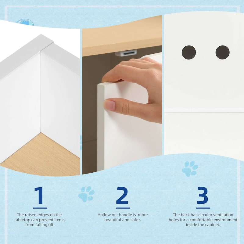 Moasis Cat Litter Box Enclosure Storage Cabinet with Double Room And Drawers For 2 Cats