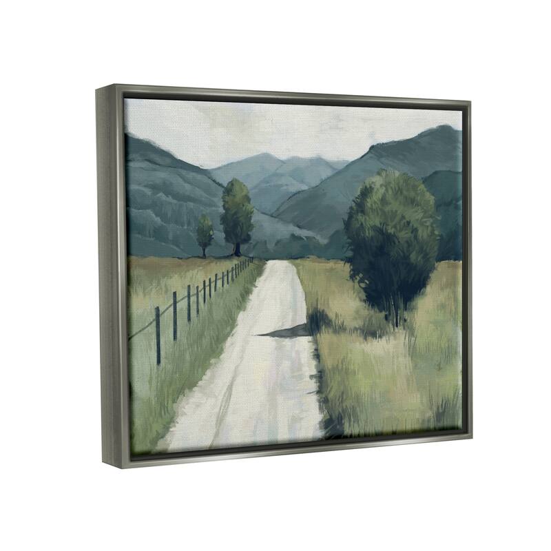 Stupell Farmland Fields Green Blue Landscape Painting Floater Frame