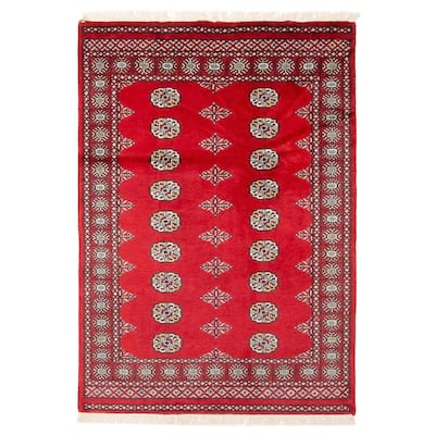 ECARPETGALLERY Hand-knotted Peshawar Bokhara Red Wool Rug - 4'0 x 5'10