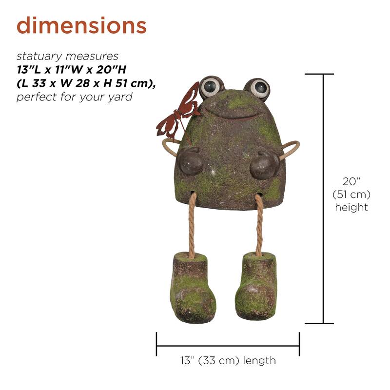 Frog with Metal Butterfly Statuary
