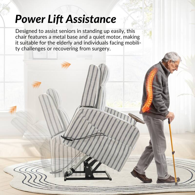 Darrell Modern Lift Assist Massage and Heating Power Recliner with Charing and Soild Wood Tray by HULALA HOME