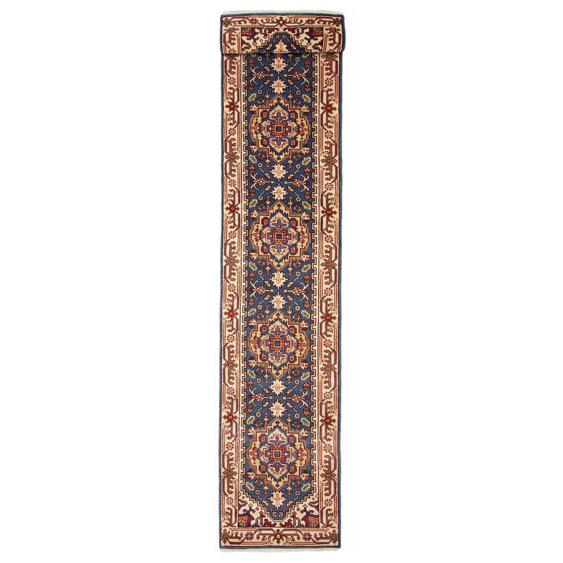 ECARPETGALLERY Hand-knotted Serapi Heritage Navy Wool Rug - 2'7 x 17'8 - Navy - 2'7 x 17'8