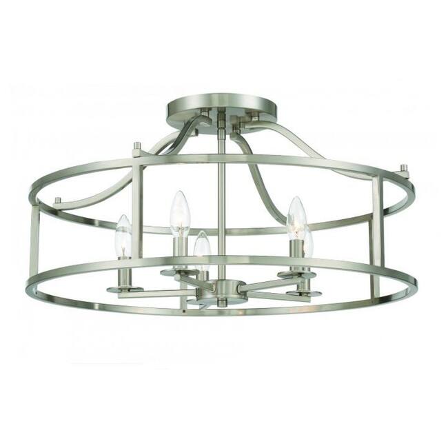 Savoy House 6-1679-5 Stockton 5 Light 24" Wide Semi-Flush Drum Ceiling - Satin Nickel