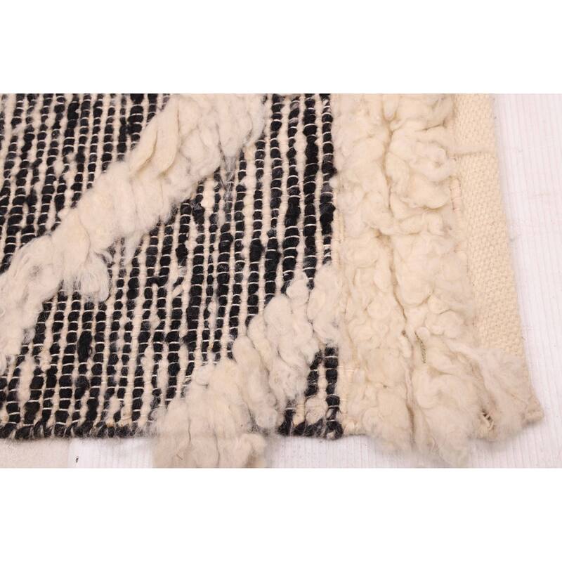 ECARPETGALLERY Hand-knotted Looma Black, Cream Wool Rug - 8'3 x 10'2