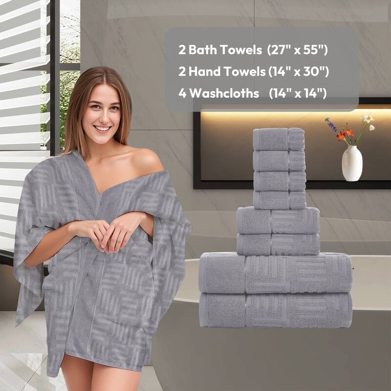 Luxury Jacquard 8 Piece Bath Towels Set