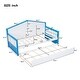 preview thumbnail 6 of 7, Charming House-shaped Design Wooden Daybed with Fence, Trundle and Smart Sensor Lights, Twin size, Blue