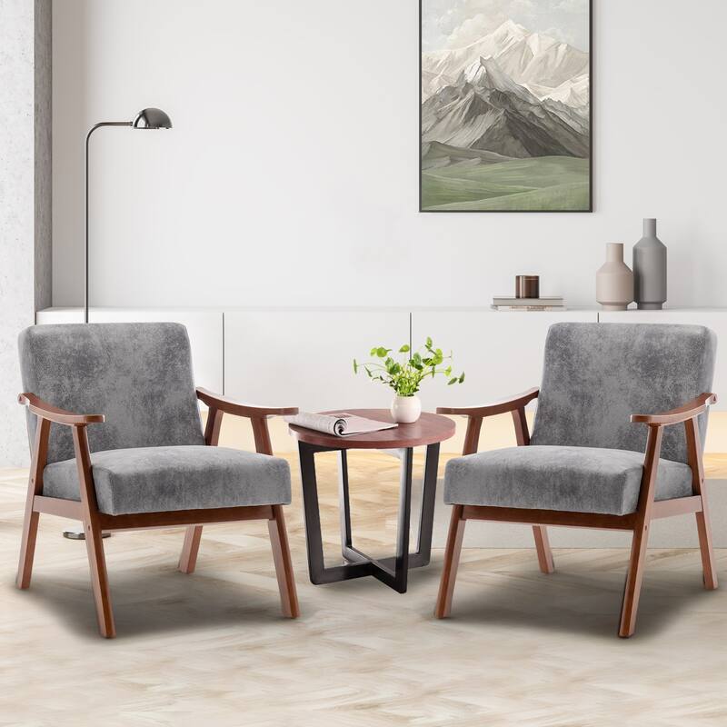 Modern Velvet Accent Chair with Solid Wood Frame