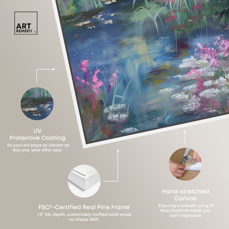 Art Remedy Hidden Garden Framed Impressionism 1 Piece Canvas Wall Art /Monet And Van Gogh Inspired Art