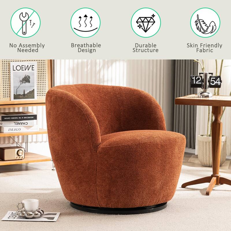 Swivel Accent Chair, Furry Round Barrel Chair