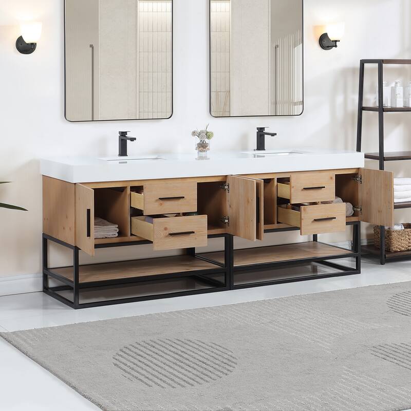 Altair Bianco Bath Vanity with White Composite Stone Top,no Mirror