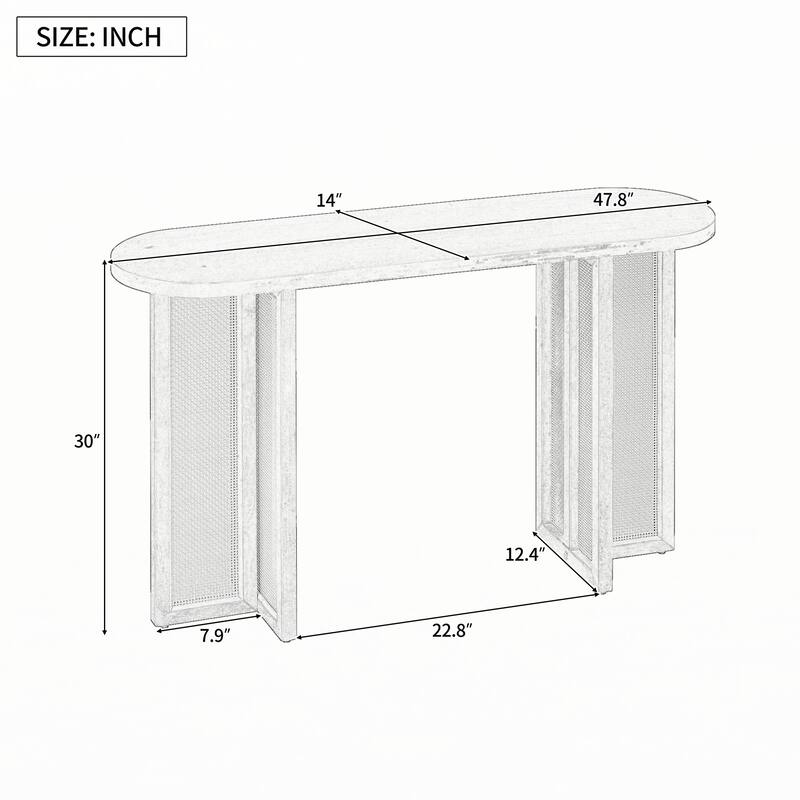 Farmhouse Rattan Console Table Entryway Table,Espresso