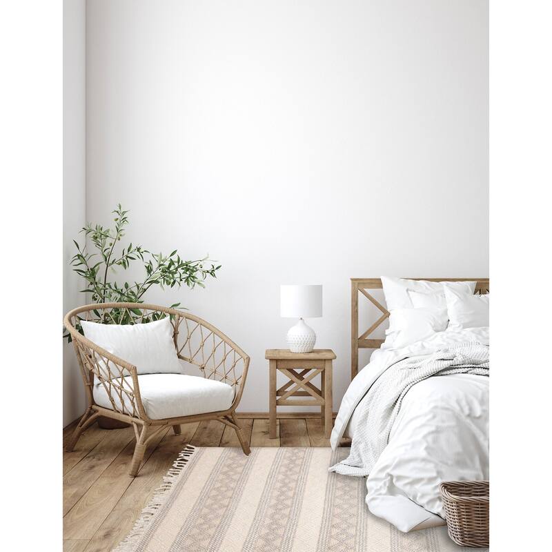 ECARPETGALLERY Braid weave Sienna Beige Wool Rug - 5'1 x 7'5