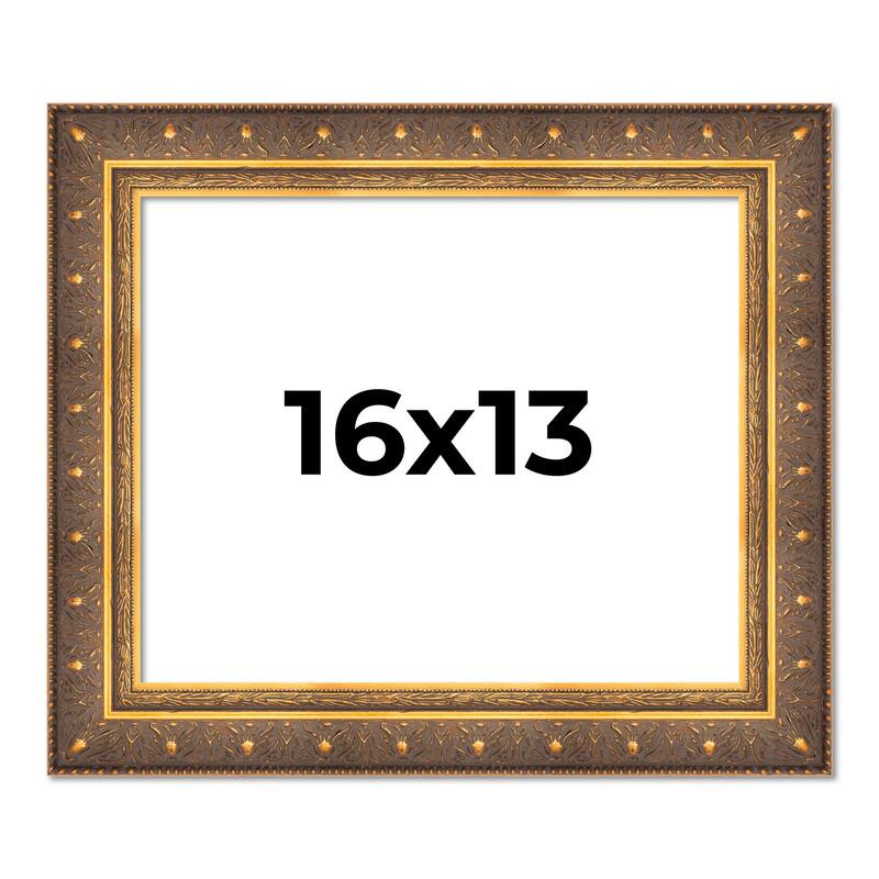 16x13 Frame Vintage Gold Solid Wood Picture Frame | 2.5 Inch Moulding
