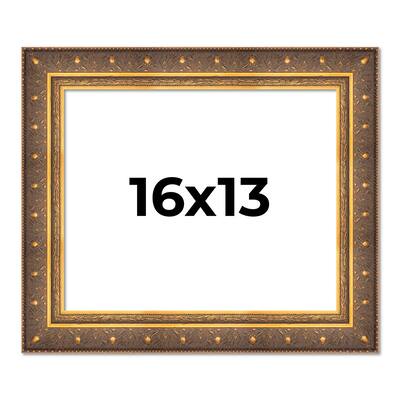 16x13 Frame Vintage Gold Solid Wood Picture Frame | 2.5 Inch Moulding