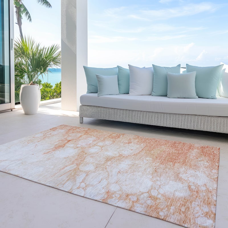 Machine Washable Indoor/ Outdoor Chantille Abstract Modern Rug