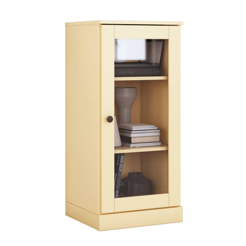 Palace Imports 100% Solid Wood 3-Shelf Bookcase with Clear Glass Door and Adjustable Shelves