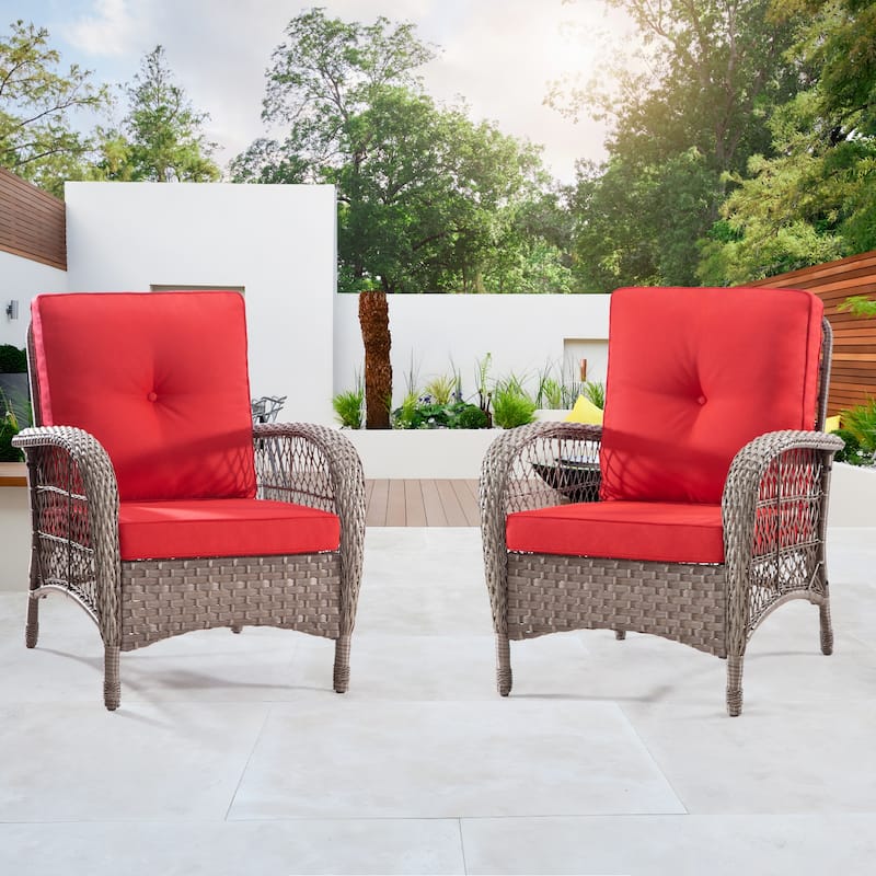 Cozywor Wicker Outdoor Patio Lounge Chair (Set of 2)