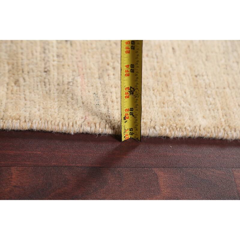 Contemporary Neutral Gabbeh Kashkoli Area Rug Hand-knotted Wool Carpet - 5'9" x 7'7"