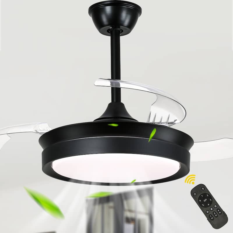 Oaks Aura Modern 36in. LED Light Memory Retractable Ceiling Fan with Light, 6-Speed,Dc Motor Technology, Remote Control
