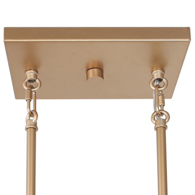 Siya Modern 5-Light Gold Linear Metal Chandelier with Frosted Glass for Kitchen Island Dimmable Pendant Lights