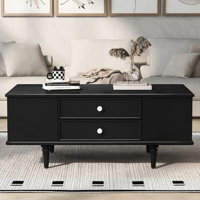 Rectangle Coffee Table with Two Side Hidden Storage Compartments