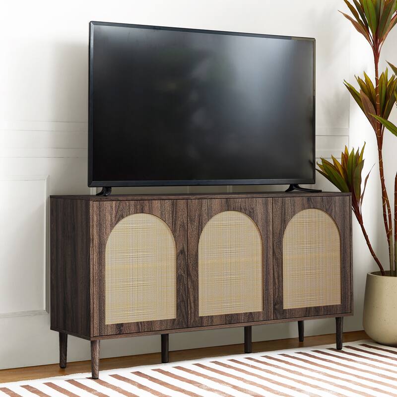 Ulysses Farmhouse Storage Rattan Sideboard with Adjustable Shelves by HULALA HOME