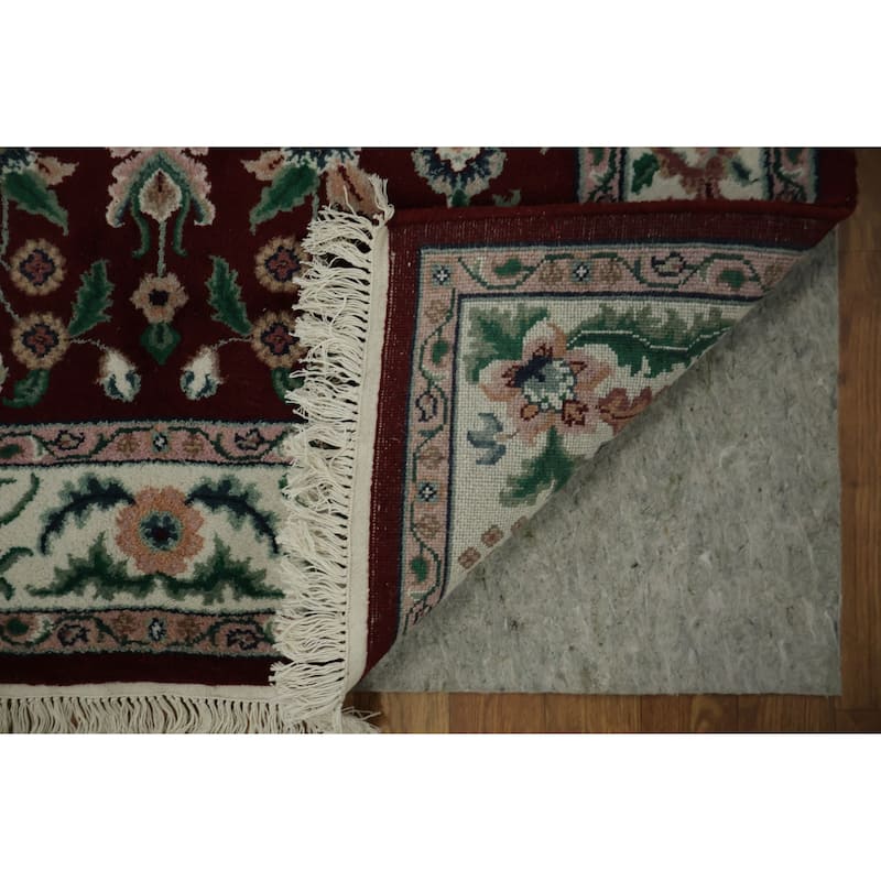Hand Knotted Oriental 100% Wool Carpet Traditional All-Over Red Agra Area Rug - 5' 11'' X 4' 0''