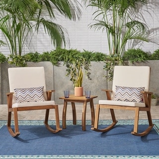 Champlain Acacia 3-piece Outdoor Rocking Chair Chat Set by Christopher Knight Home
